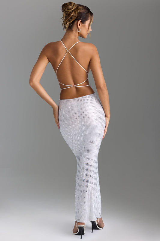 Noblessine Cut-Out Backless Maxi Dress in White