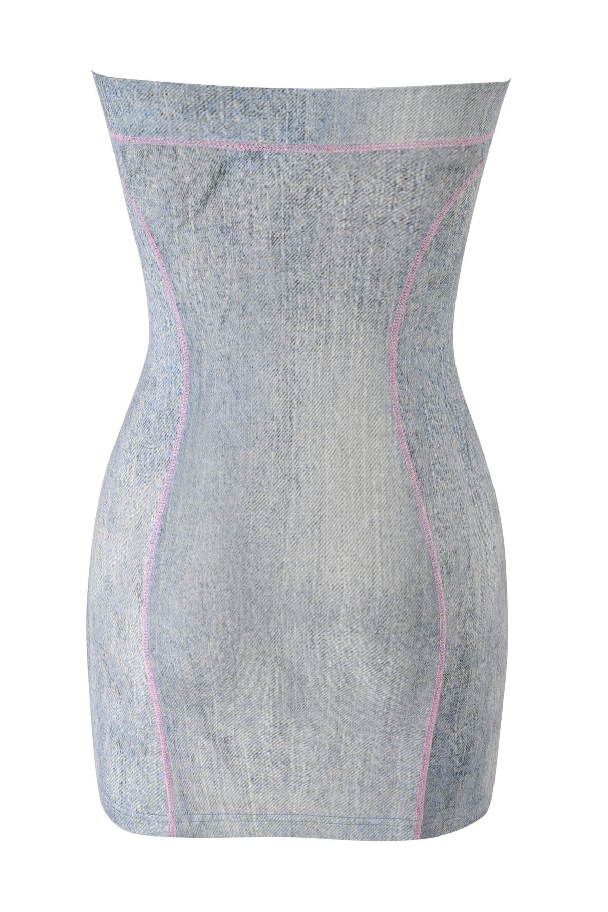 Noblessine BLARE TUBE MINI DRESS - DENIM TROMPE L'OEIL