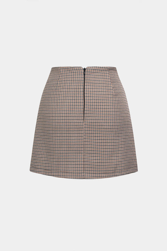 Noblessine Plaid Print Asymmetrical Pleated Mini Skirt