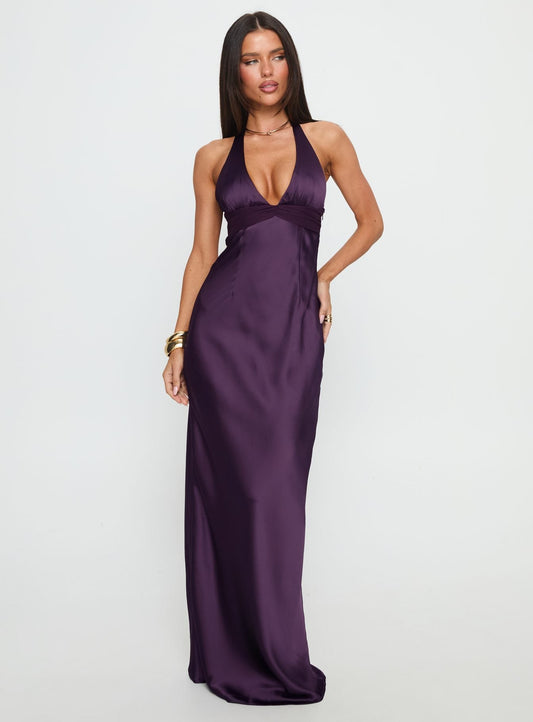 Noblessine Odyssa Halter Maxi Dress Purple