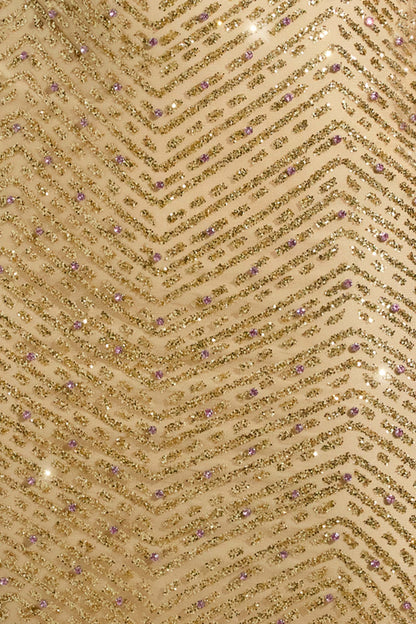 Noblessine Scoop-Neck Thigh-Split Maxi Dress in Gold