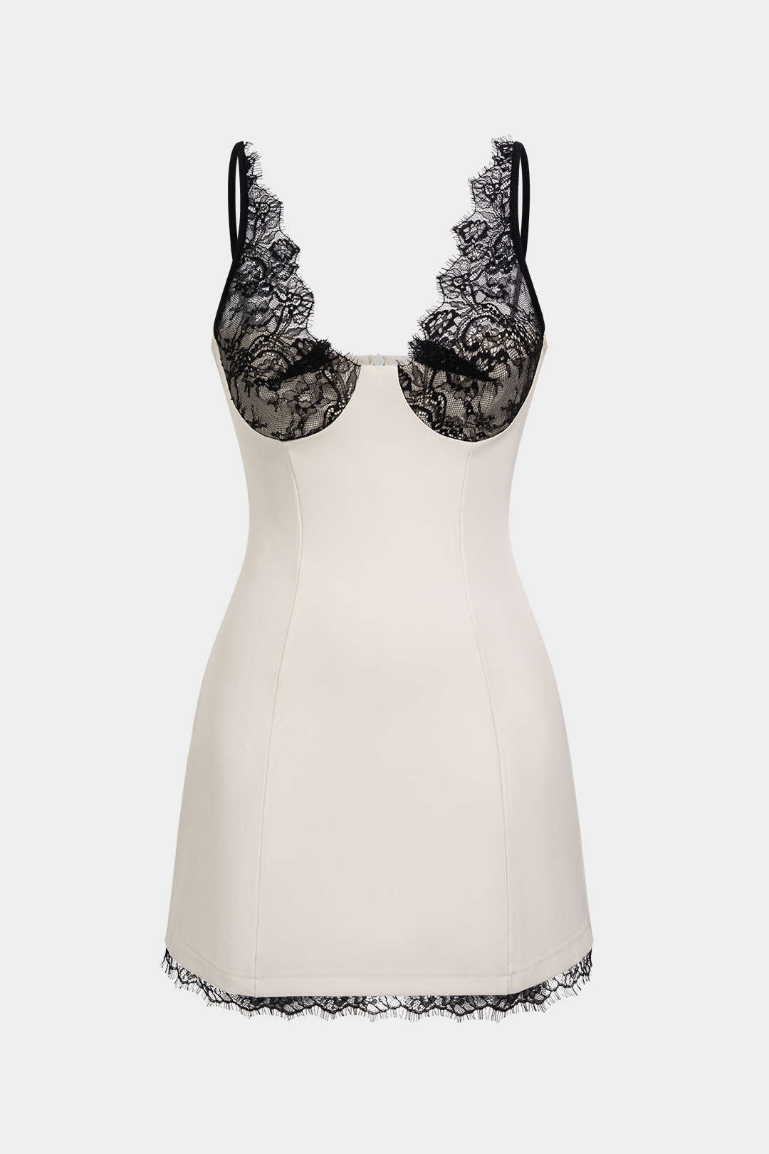 Noblessine Lace Patchwork V-Neck Slip Sleeveless Mini Dress