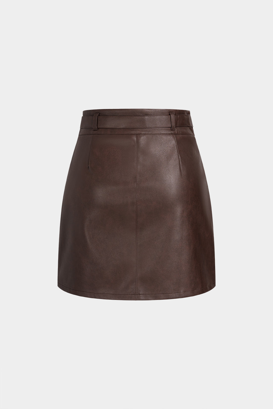 Noblessine Faux Leather Belted Mini Skirt