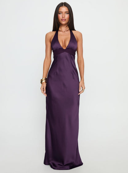 Noblessine Odyssa Halter Maxi Dress Purple