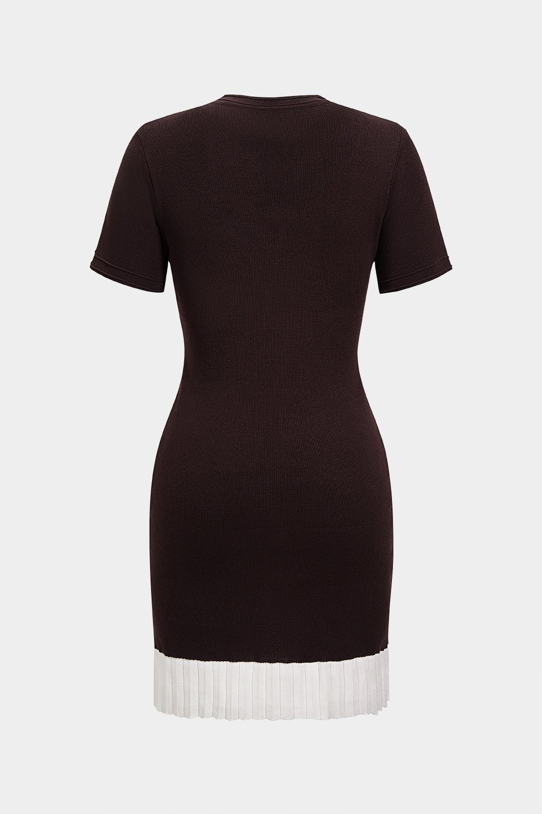 Noblessine Contrast Round Neck Metallic Button Short Sleeve Mini Dress