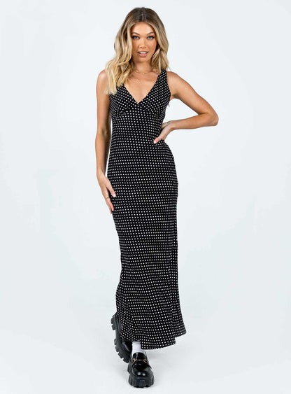 Noblessine Nellie Maxi Dress Black Polka Dot