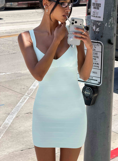 Noblessine Justina Bandage Mini Dress Pastel Blue