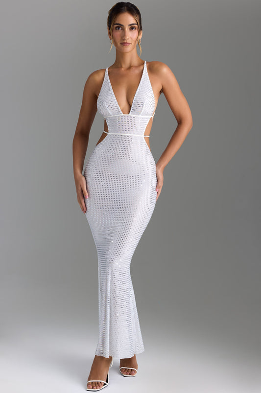 Noblessine Cut-Out Backless Maxi Dress in White