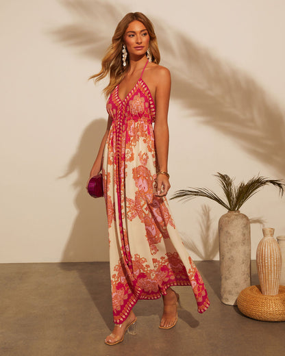 Noblessine Vineyard Border Print Maxi Dress