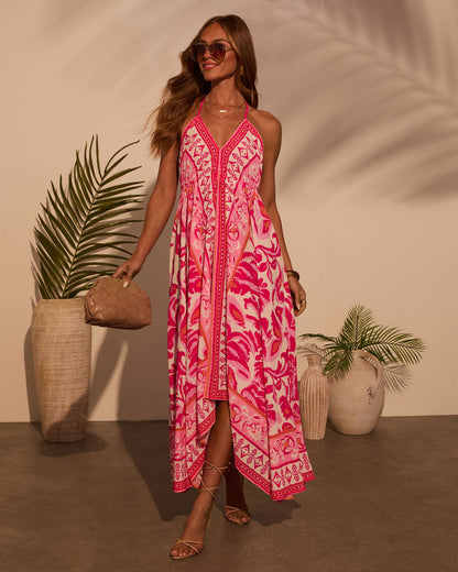 Noblessine Vineyard Border Print Maxi Dress