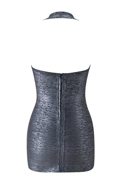 Noblessine AIDEN PLATINUM BANDAGE MINI DRESS - CHARCOAL