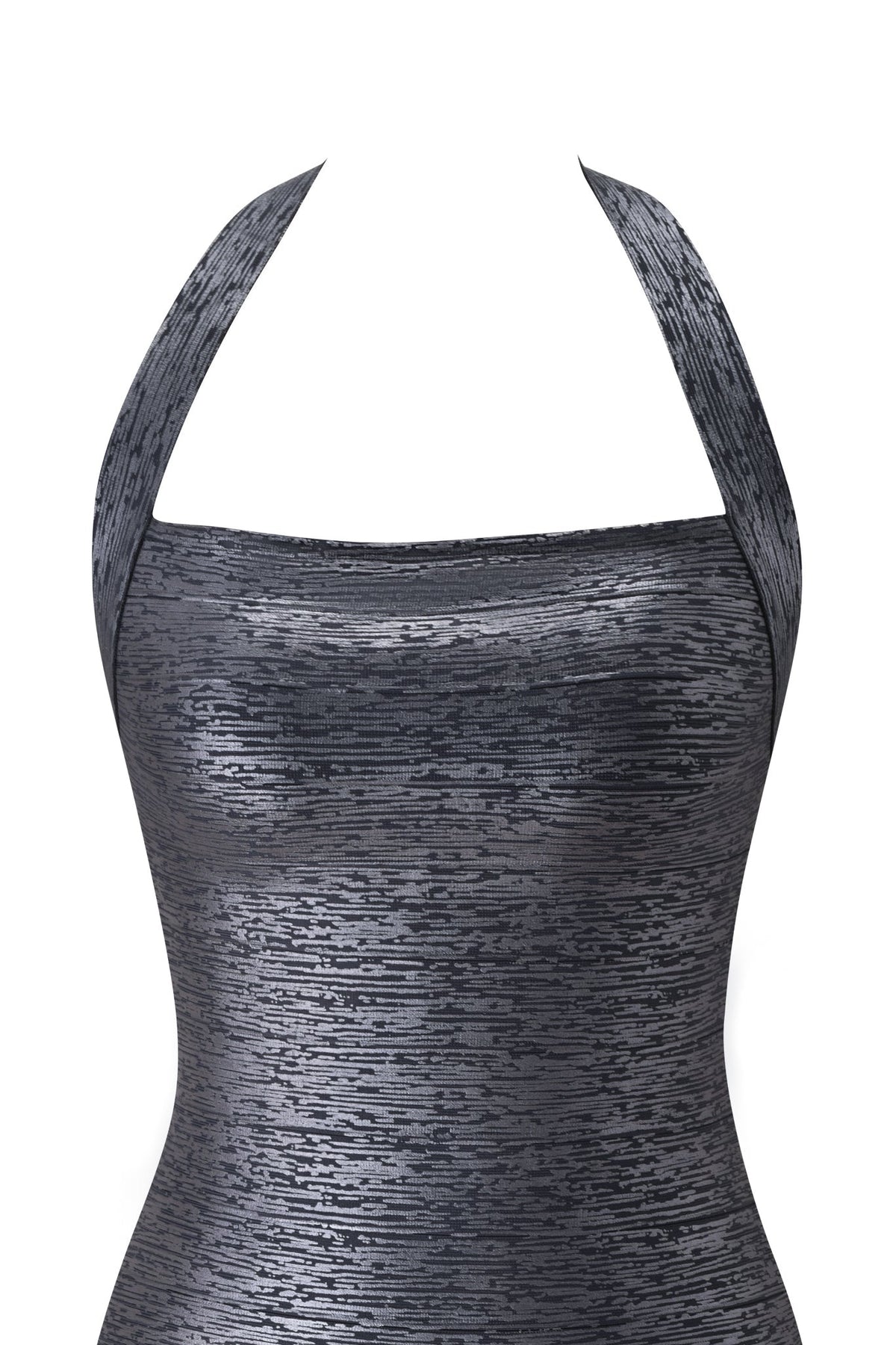 Noblessine AIDEN PLATINUM BANDAGE MINI DRESS - CHARCOAL