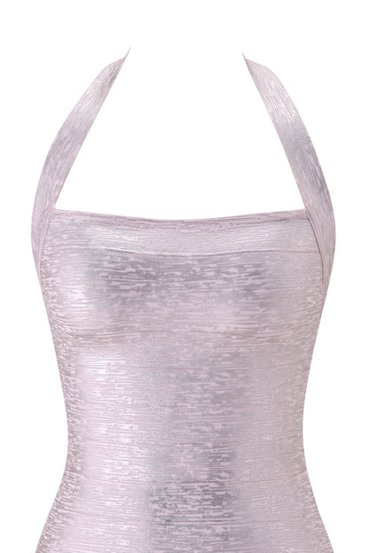 Noblessine AIDEN PLATINUM BANDAGE MINI DRESS - PINK PEARL