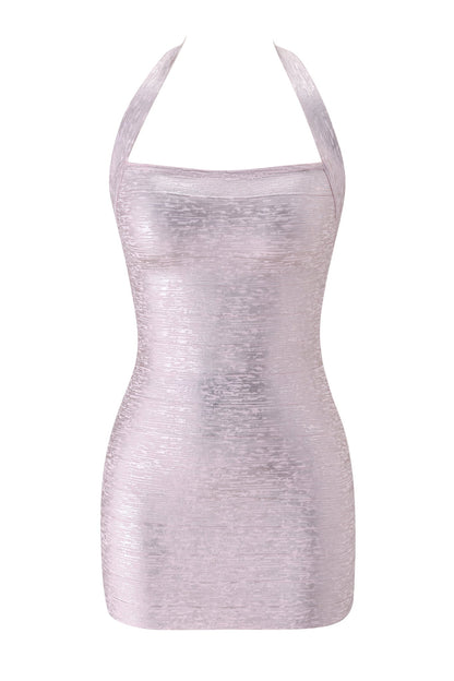 Noblessine AIDEN PLATINUM BANDAGE MINI DRESS - PINK PEARL