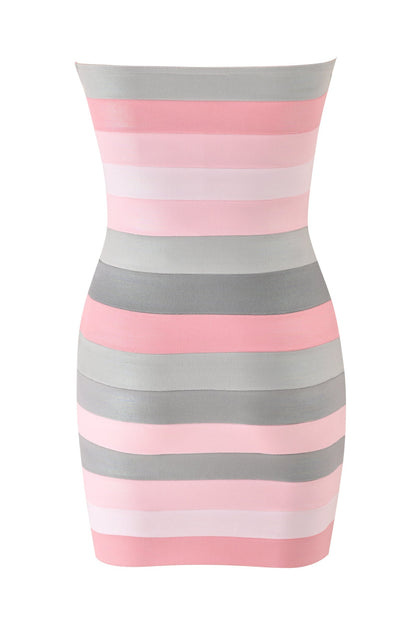 Noblessine ZUNA PLATINUM BANDAGE MINI DRESS - PINK