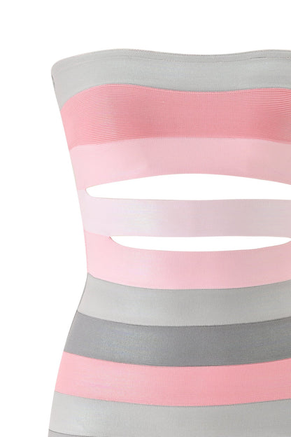Noblessine ZUNA PLATINUM BANDAGE MINI DRESS - PINK