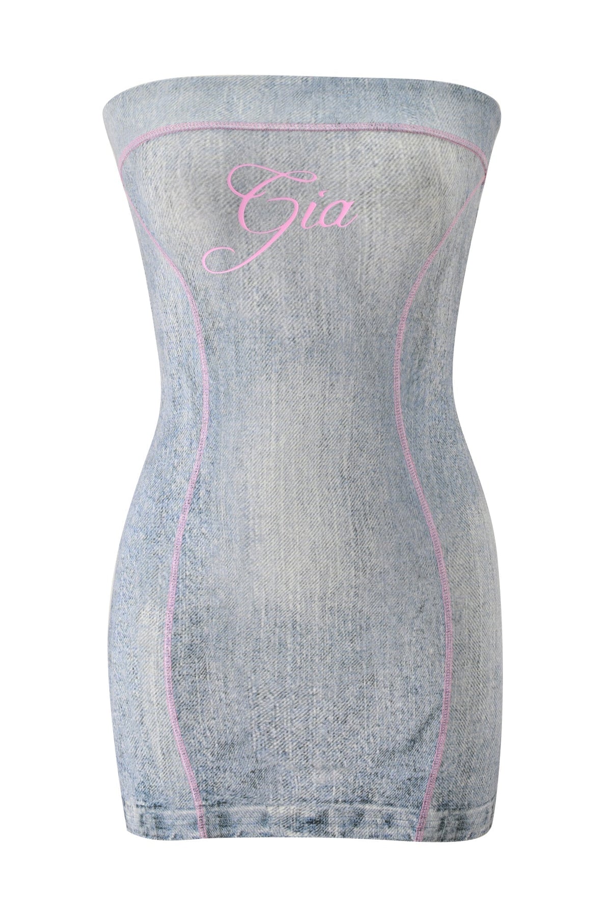 Noblessine BLARE TUBE MINI DRESS - DENIM TROMPE L'OEIL
