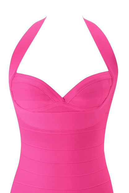 Noblessine ROSELLA BANDAGE MINI DRESS - NEON PINK