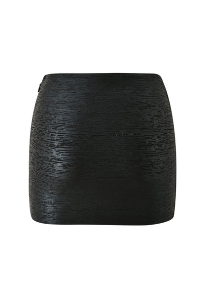 Noblessine AIDEN PLATINUM BANDAGE MINI SKIRT - BLACK