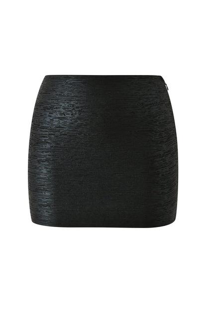 Noblessine AIDEN PLATINUM BANDAGE MINI SKIRT - BLACK