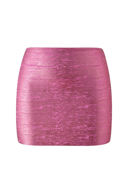 Noblessine AIDEN PLATINUM BANDAGE MINI SKIRT - FUCHSIA