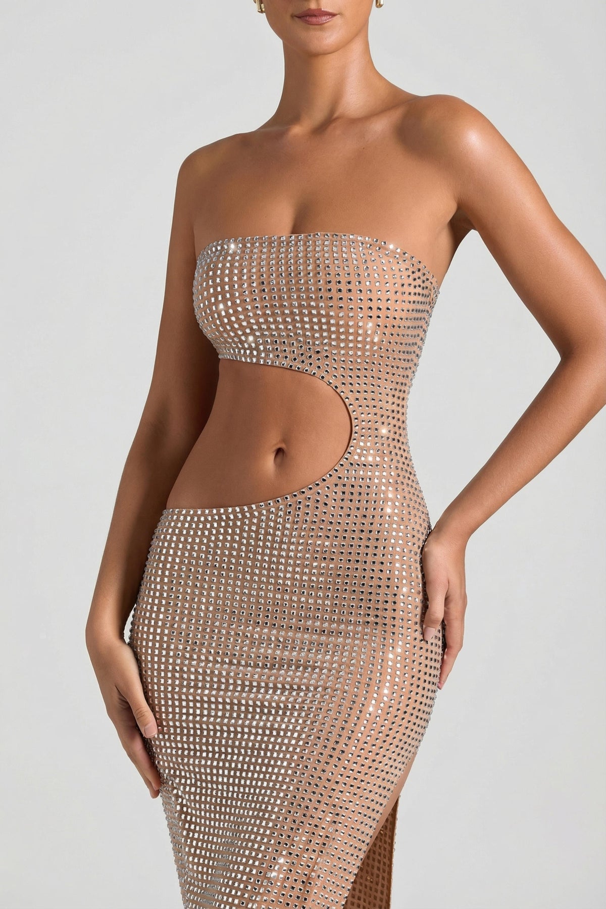 Noblessine Cut-Out Bandeau Maxi Dress in Honey